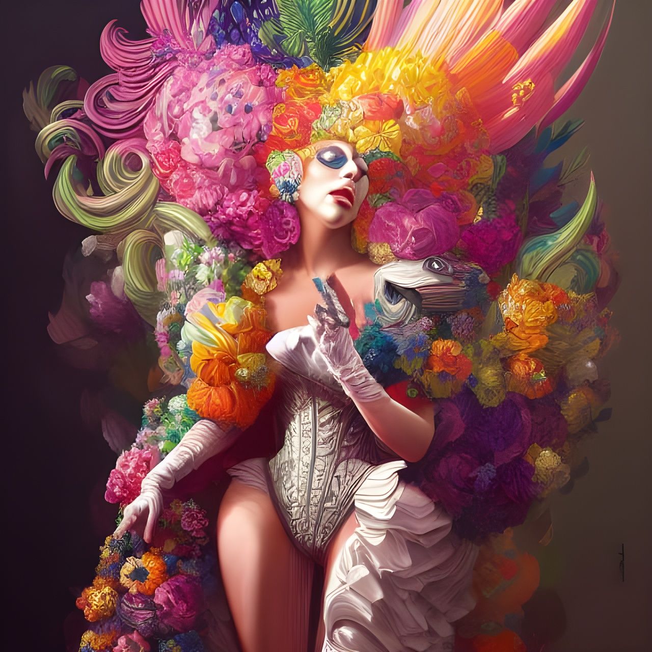Lady Gaga in Fruit Dress, Dark Fantasy Art