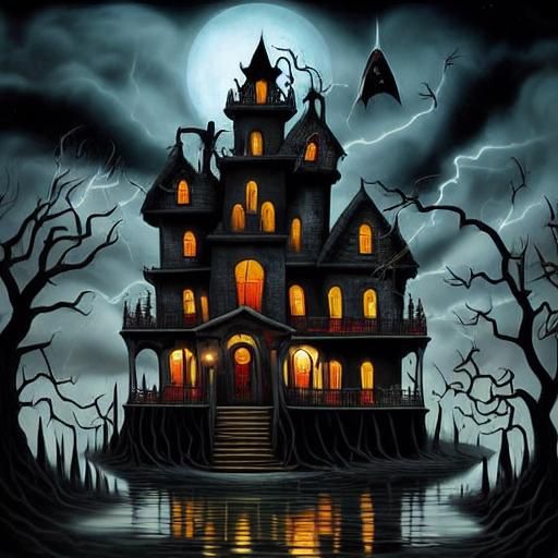 Haunted House with Day of the Dead Theme