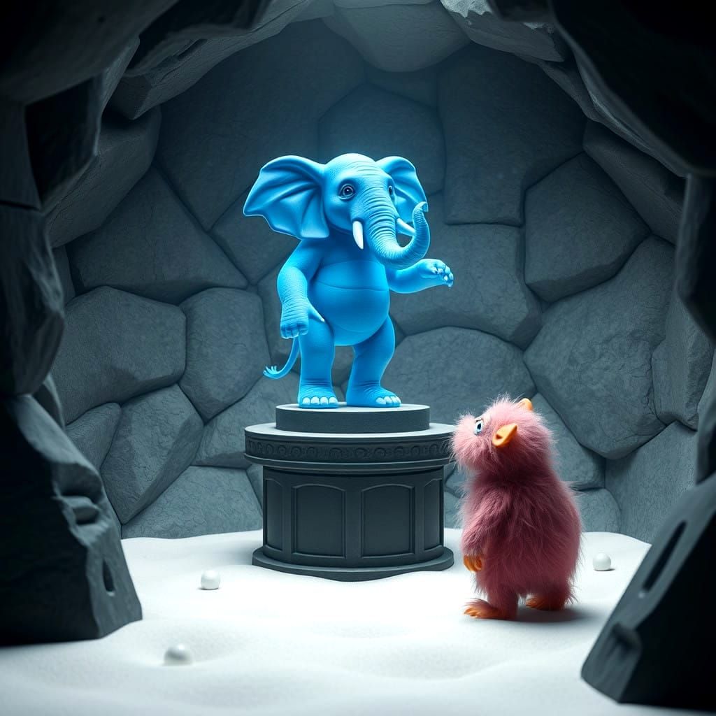 Mysterious Blue Entity in Ancient Cave