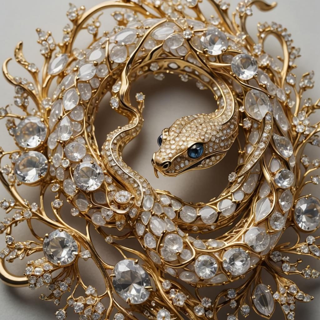 Crystal Snake Brooch in Professional Photography Style