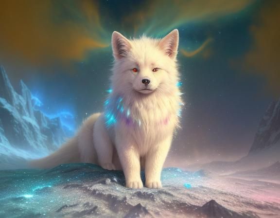 Dog-like Beings Floating in Starry Space: Surrealism