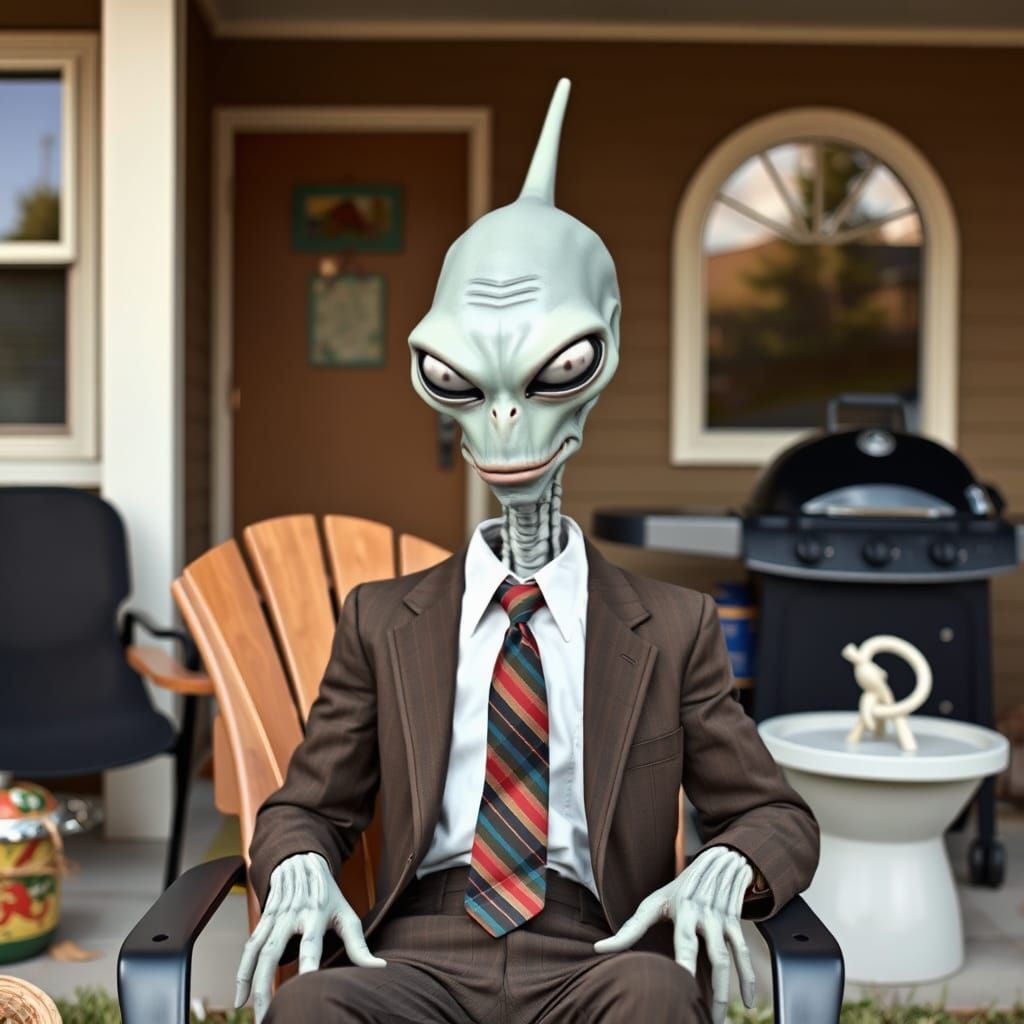 Roger the Alien Poses in Earth Setting