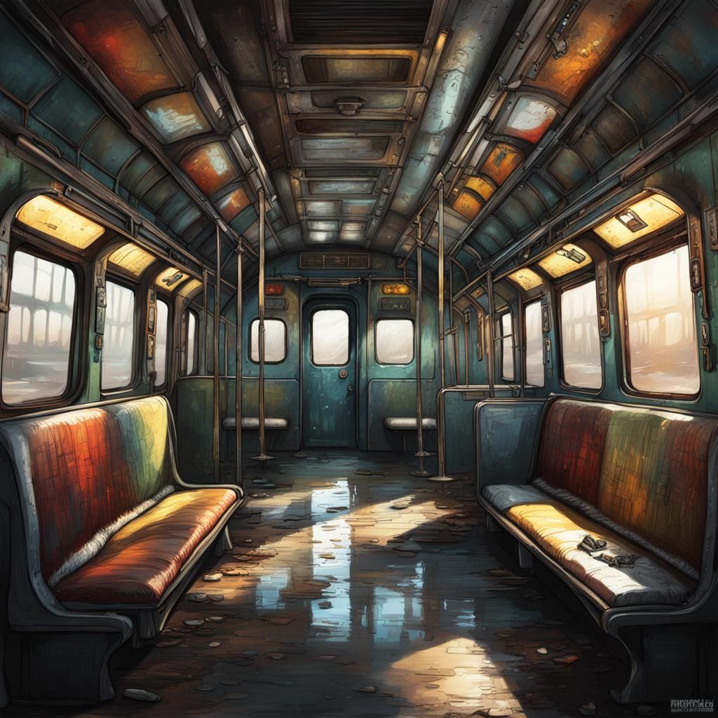 Post-Apocalyptic Shelter in Train Carriage: Hyperrealistic C...