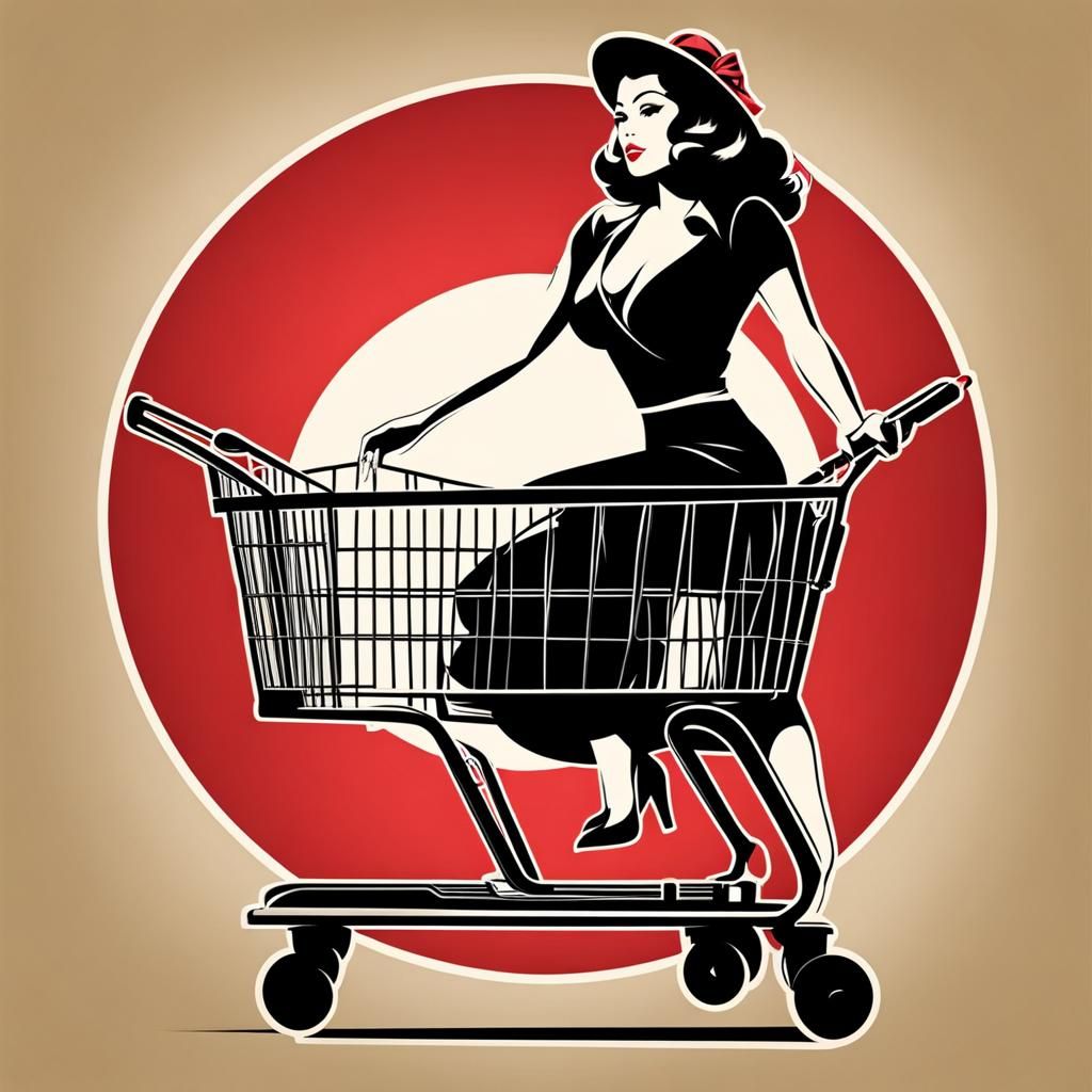 Pin-Up Girl in Trolley: Stencil Art