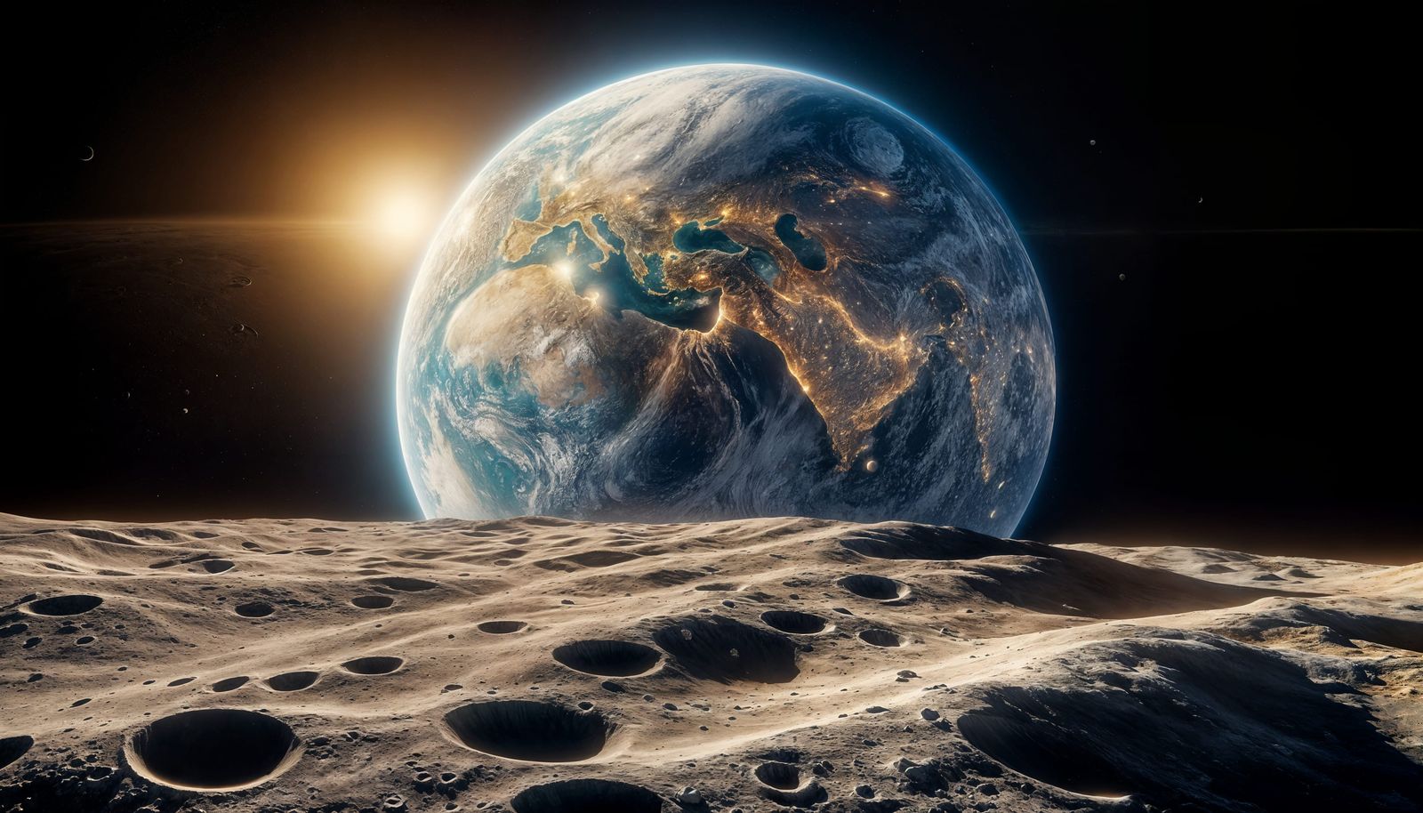 Hyperrealistic Earth View from Lunar Surface