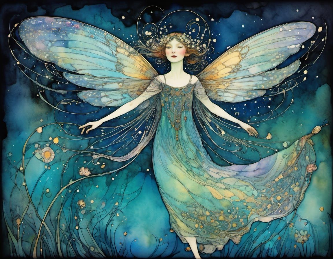 Detailed Fairy with Delicate Wings Illustration