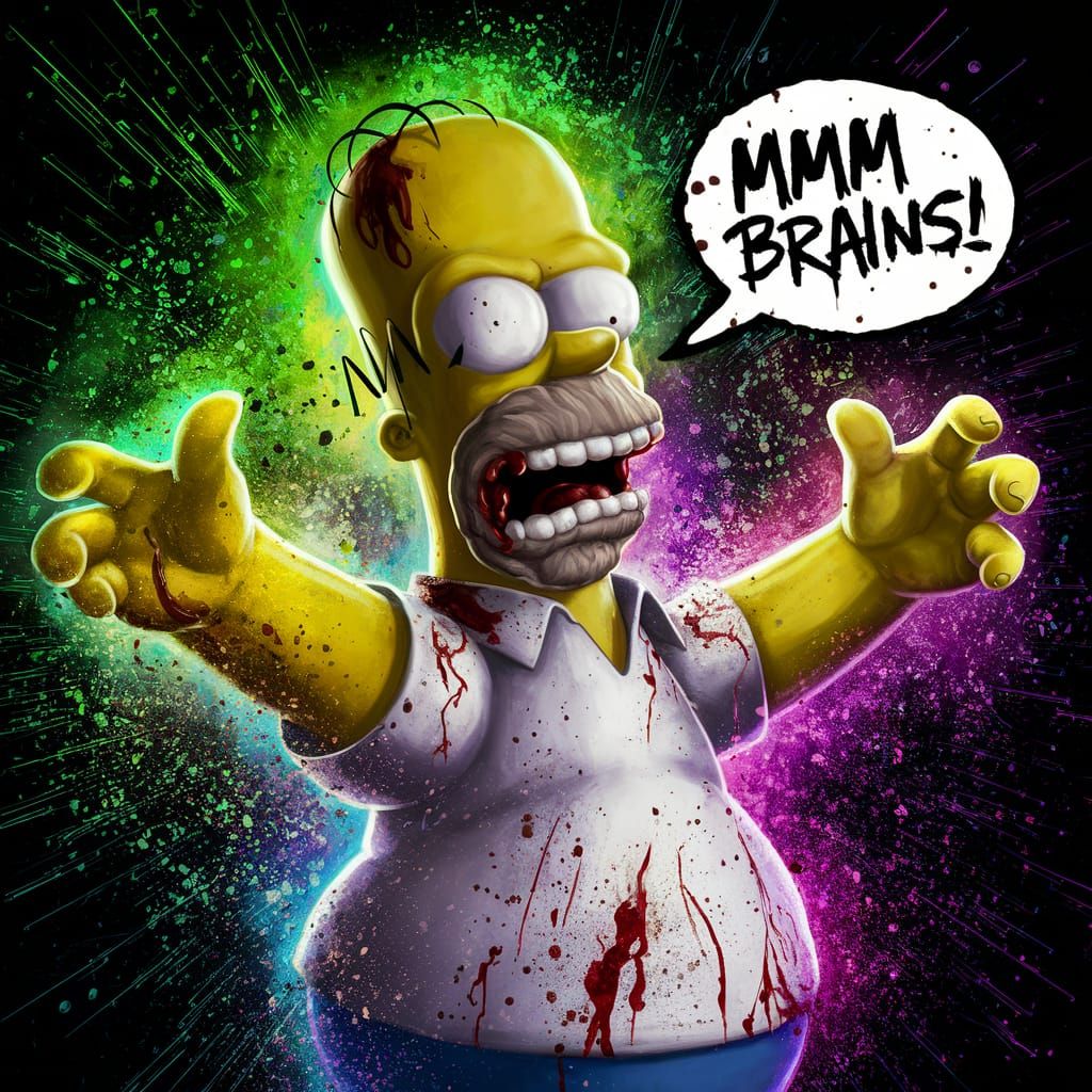 Zombie Homer Simpson Digital Illustration