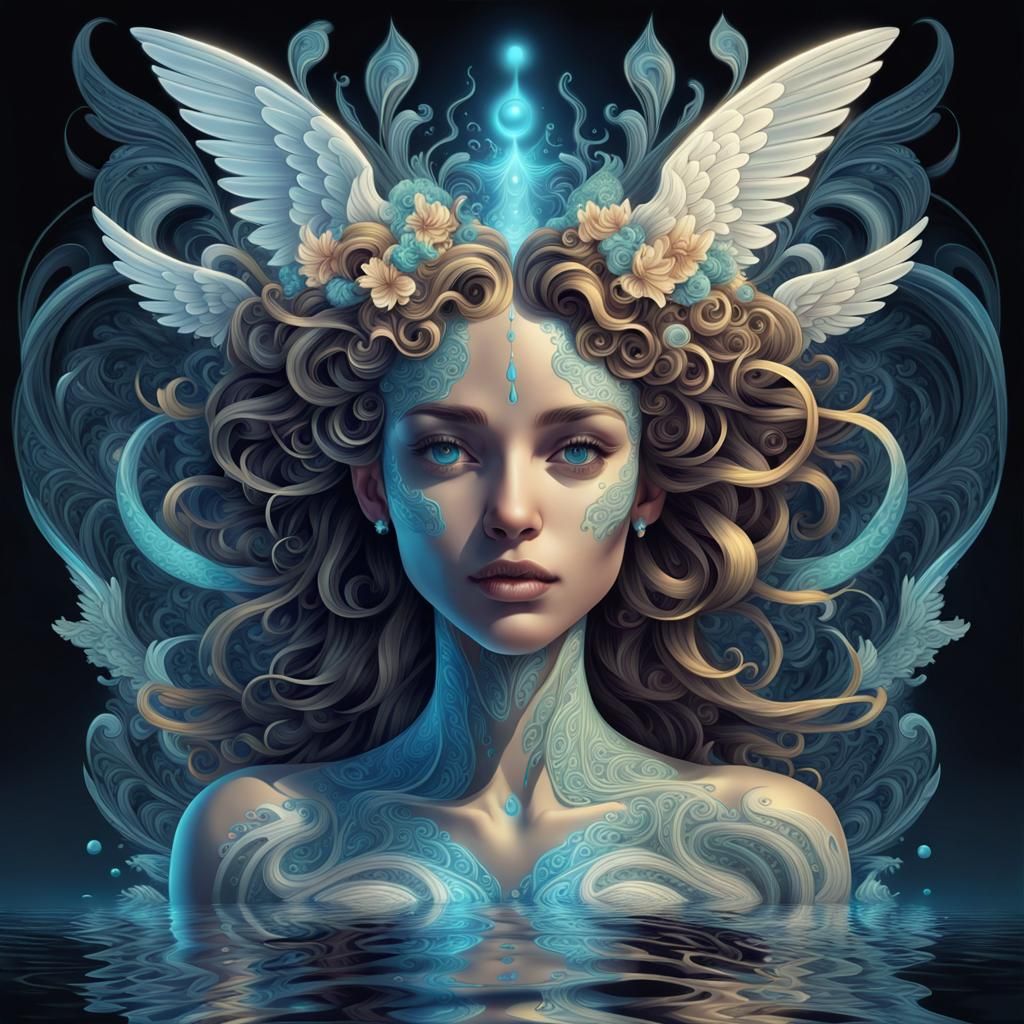 Bioluminescent Portrait of Narcissus and Echo Myth