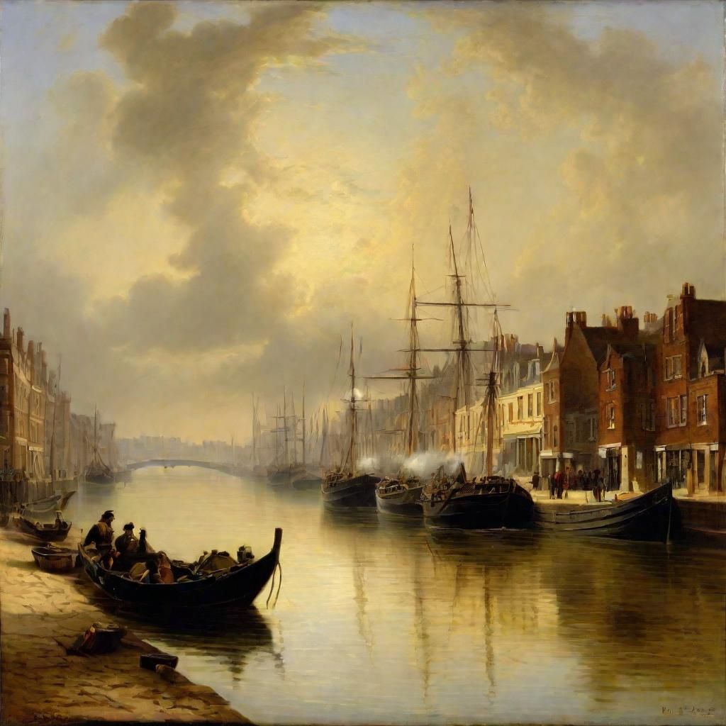 The Thames in 1850 as Oil Painting