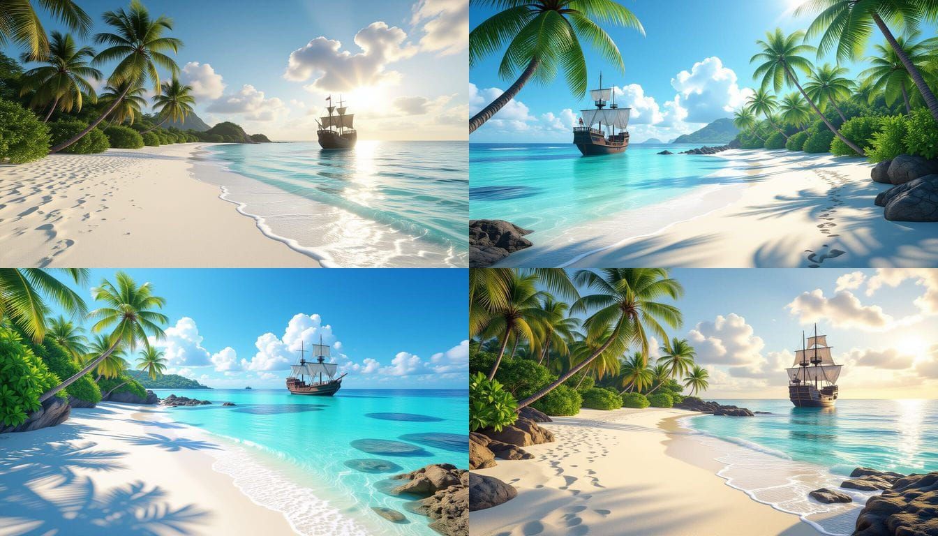 One Piece Island Beach with Pirate Ship