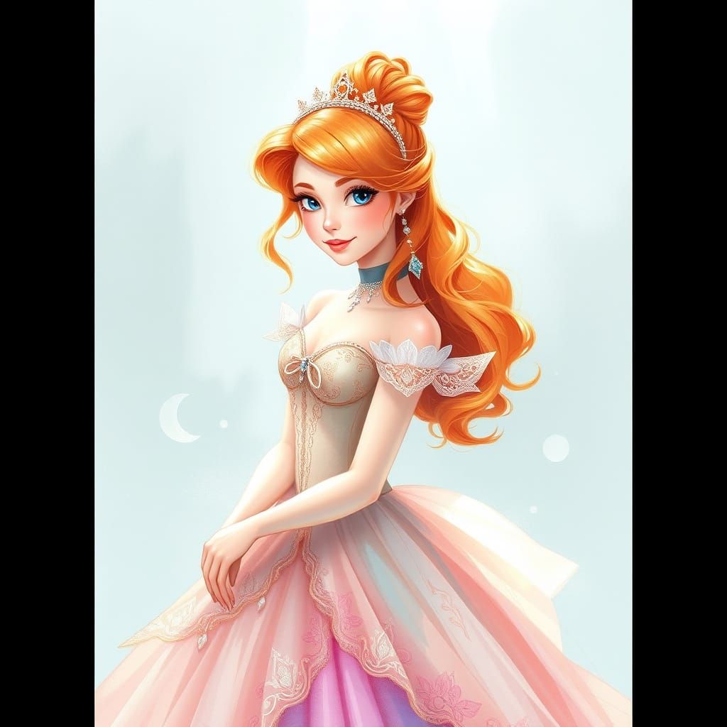 Cinderella in Art Nouveau Style Ball Gown