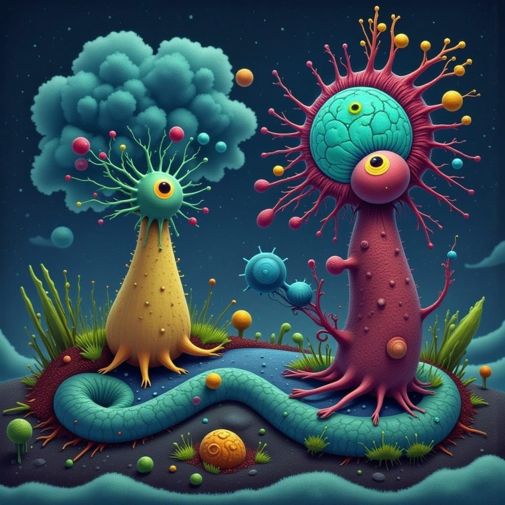 Detailed Microscopic View of Bacteria