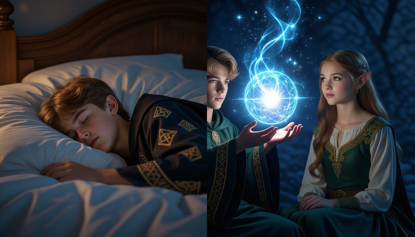 Teenager's Dream: Sleeping Boy Becomes a Wizard With Elf Com...