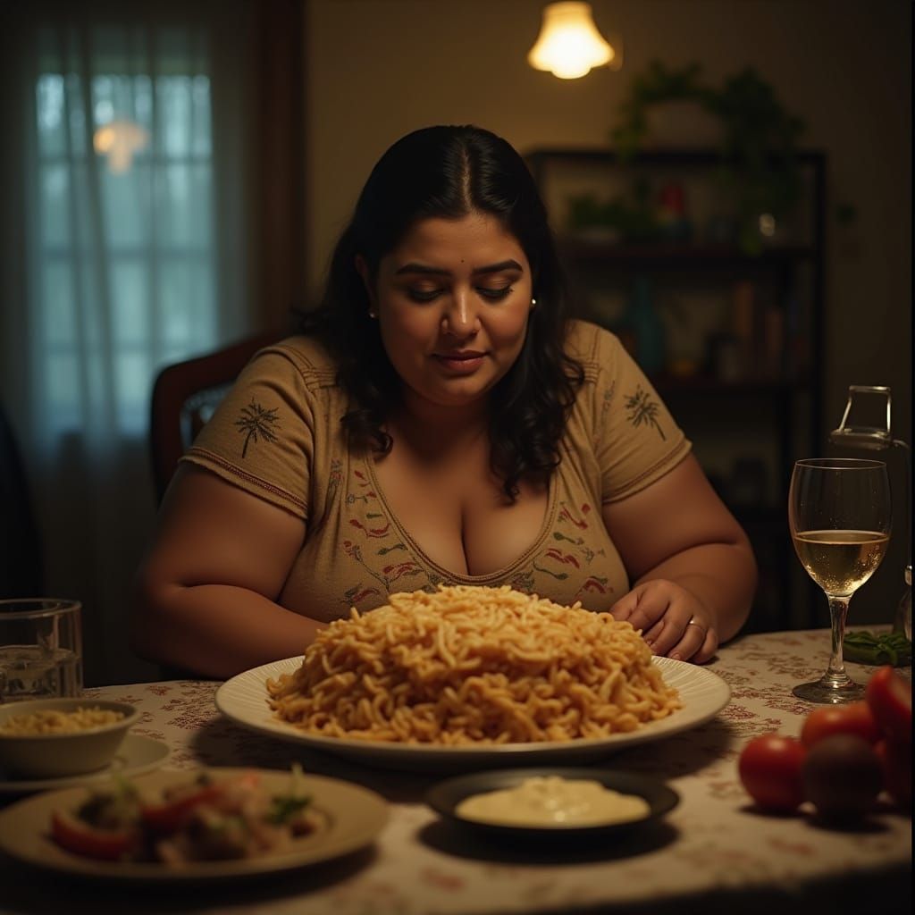 A Majestic Persian Beauty Basks in a Hearty Feast