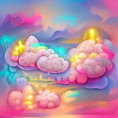 Pastel Neon Cloudscape Digital Illustration