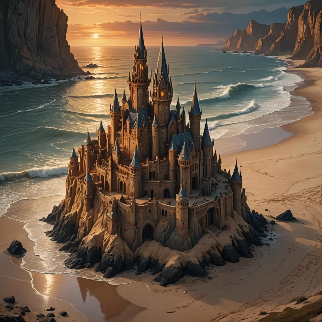 Sandcastle at Sunset: Digital Matte Painting