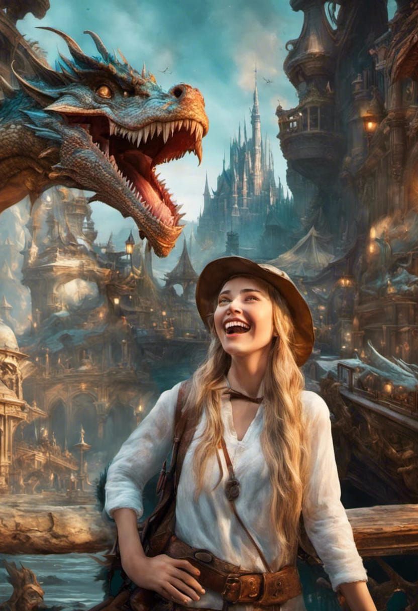 Elf Adventurer Selfie with Dragon, Digital Art