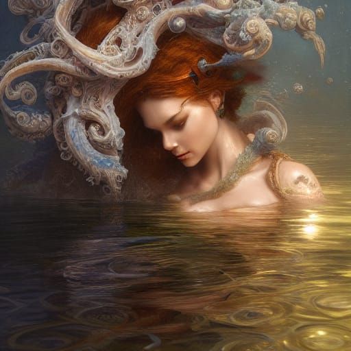 Underwater Renaissance Venice in Oil Painting Style