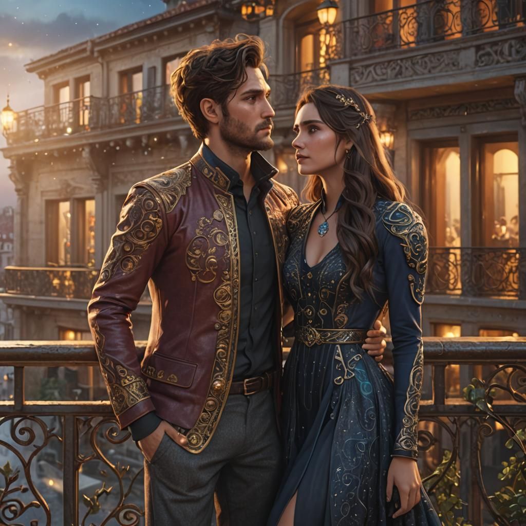 Evening Balcony Scene in Detailed Digital Painting