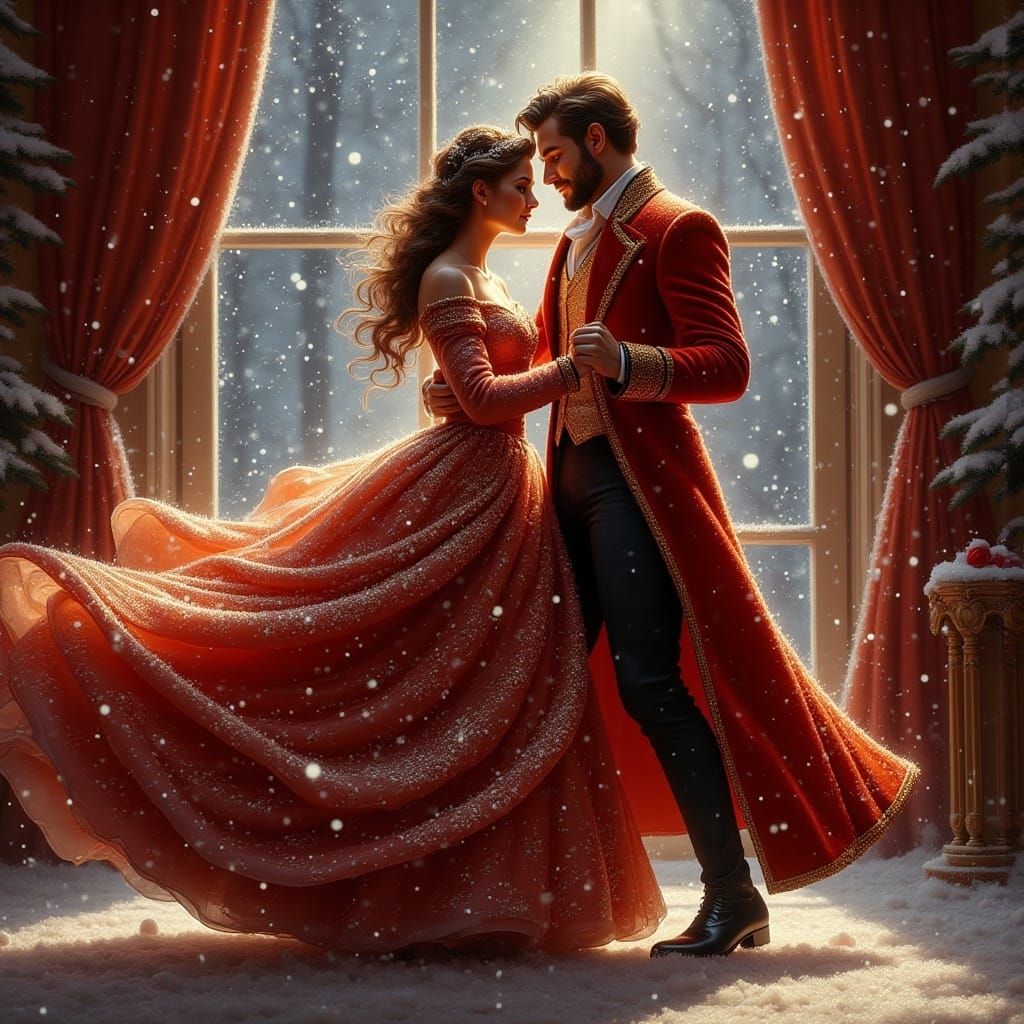 Santa and Mrs. Claus Dance in Opulent Attire