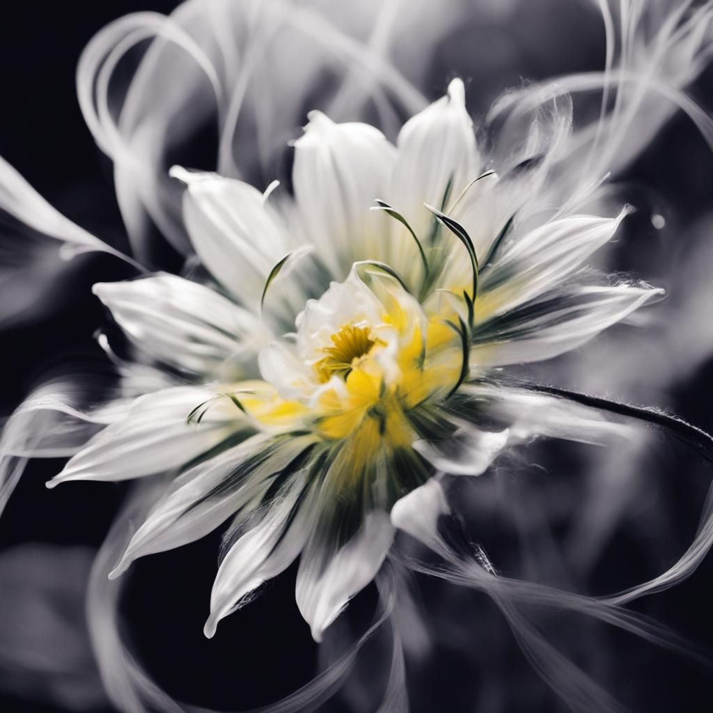 Botanical White Flower with Photogram and Light Trails