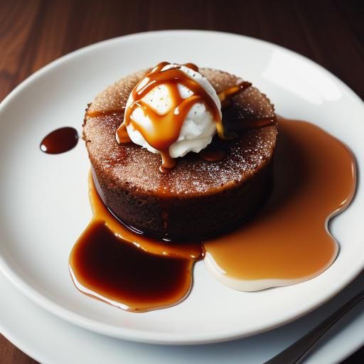 Sticky Date Pudding with Ice Cream, Food Photography
