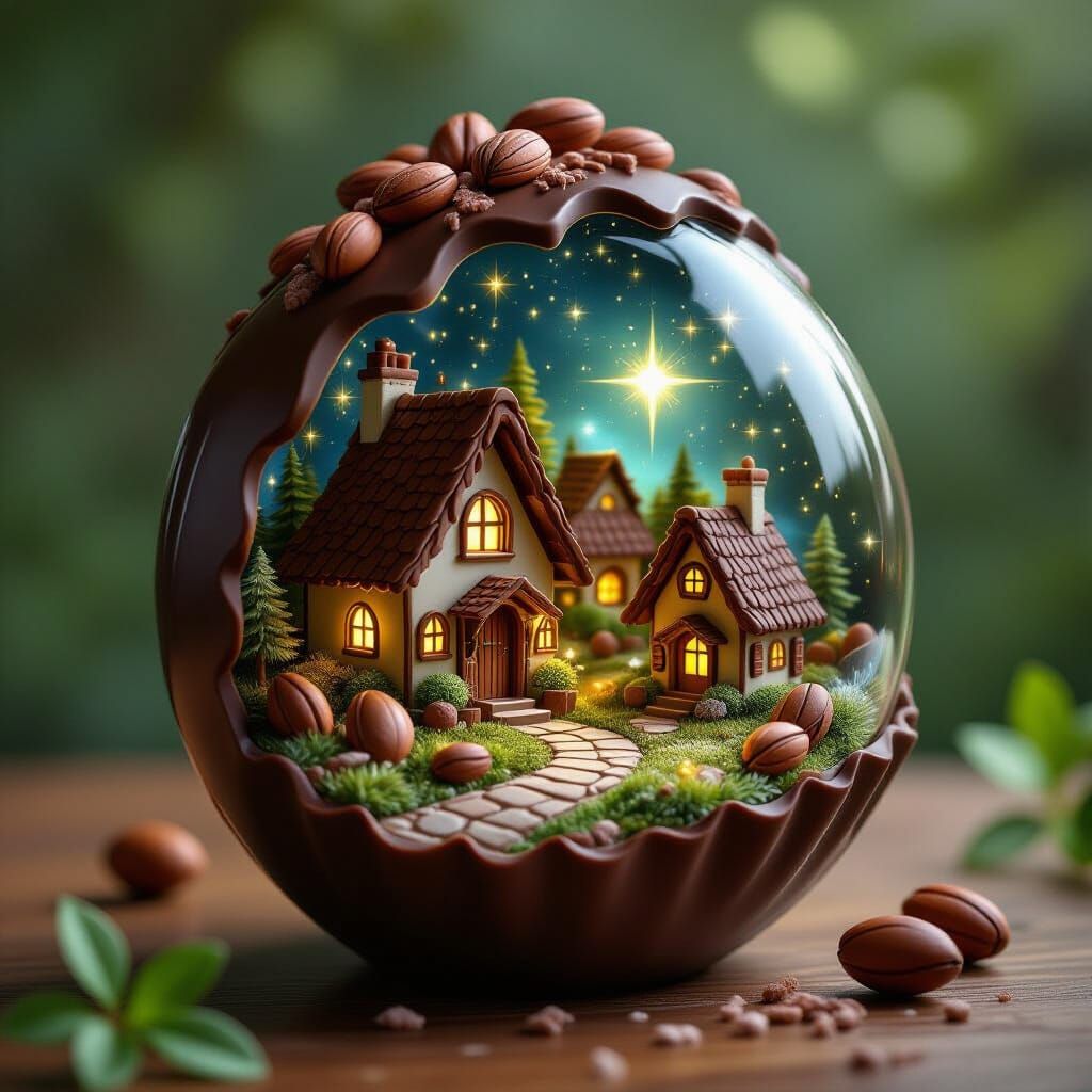 Miniature Fairy Village Inside Chocolate Truffle