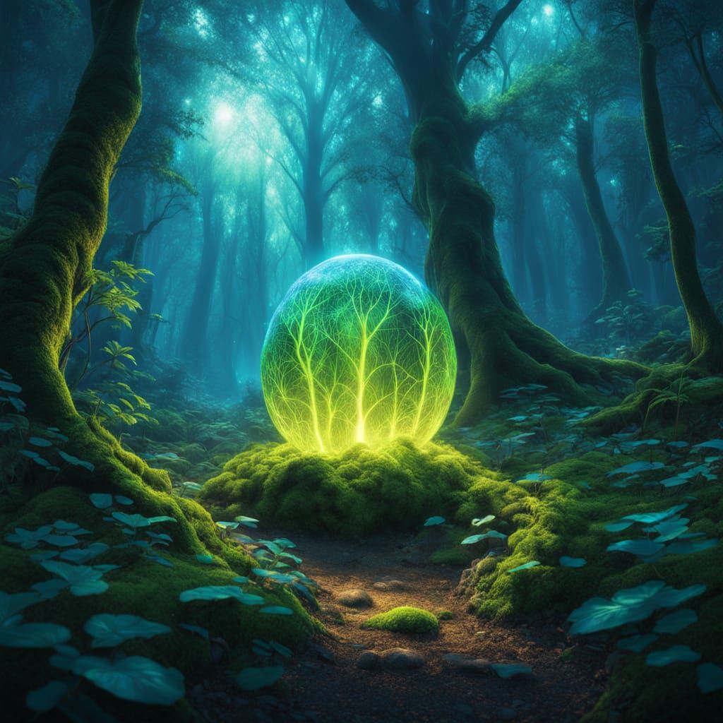 Emergent Life Unfolds in a Mystical, Hyper-Realistic Forest