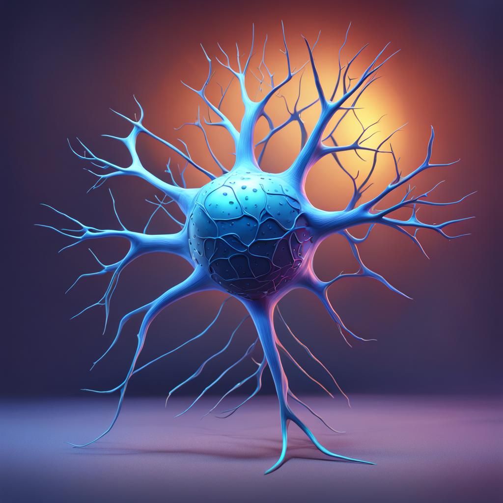 Detailed 3D Neuron Render in Pixar Disney Style