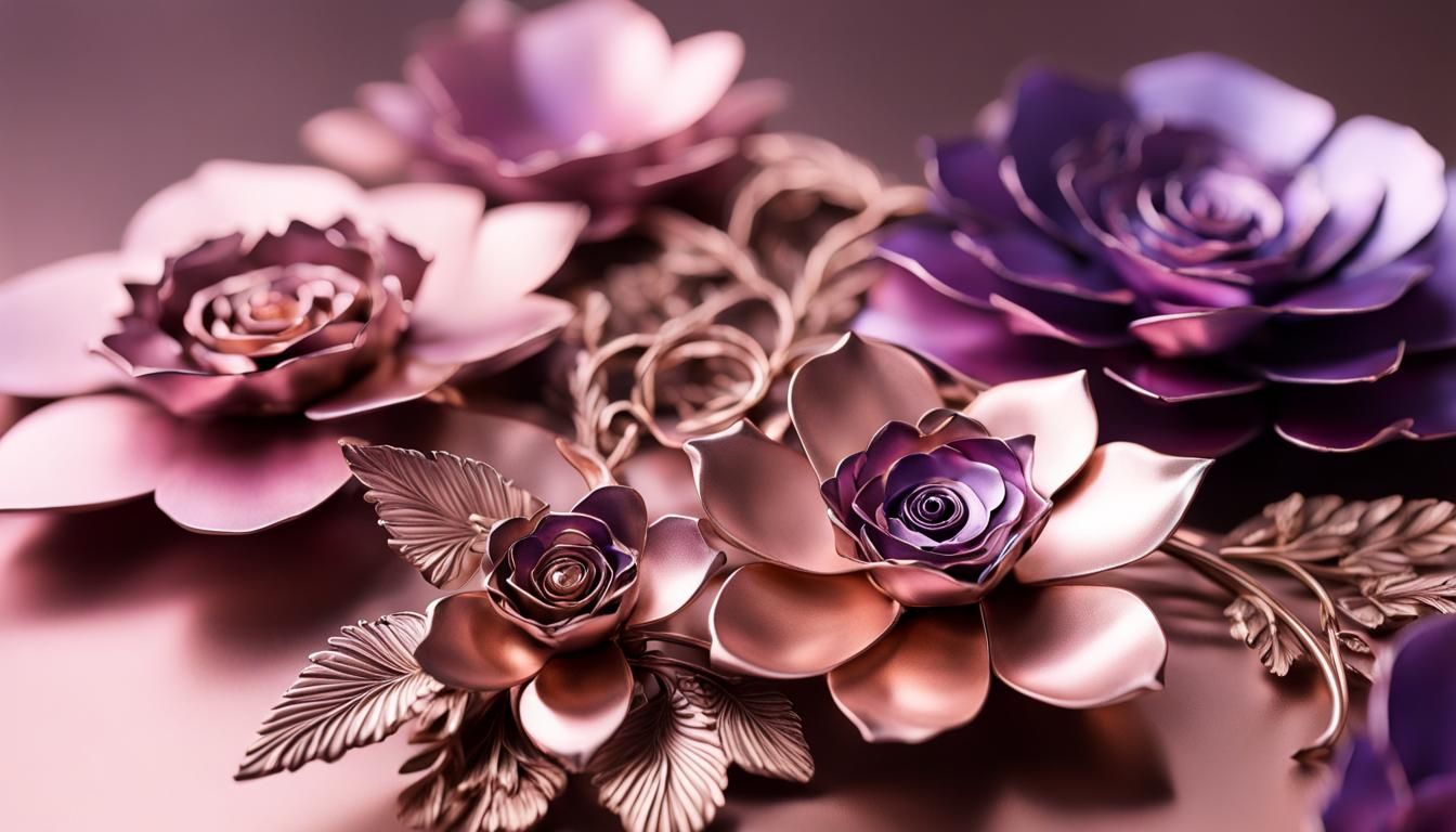 Metal Flowers ... Pink and Purple