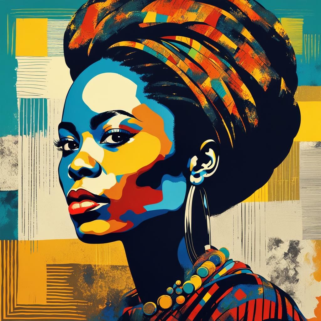 African Woman Portrait in Pop Art Style