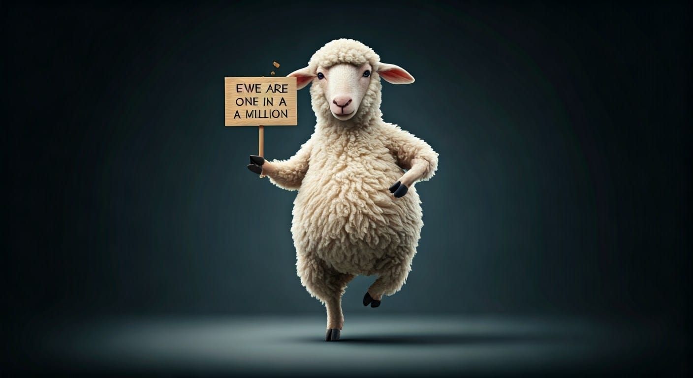 Dancing Sheep with Sign of Affection