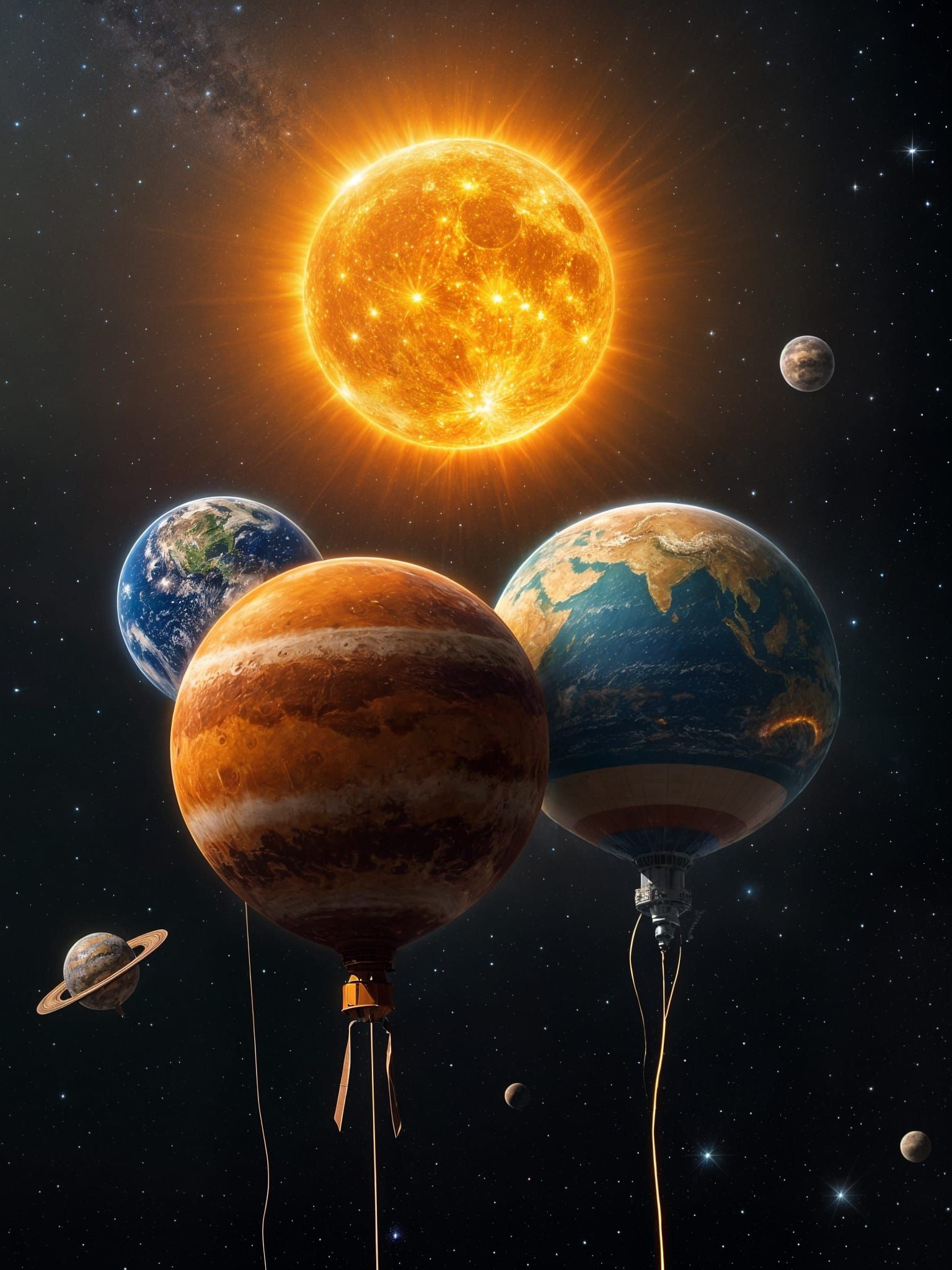 Helium Balloon Solar System in Deep Space