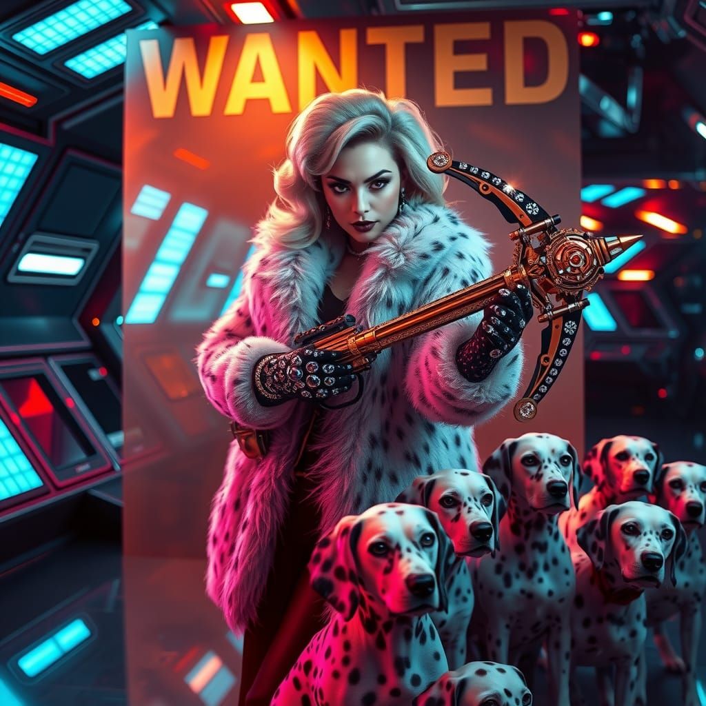 Cruella in Hi-Tech Dalmatian Coat: Wanted Poster