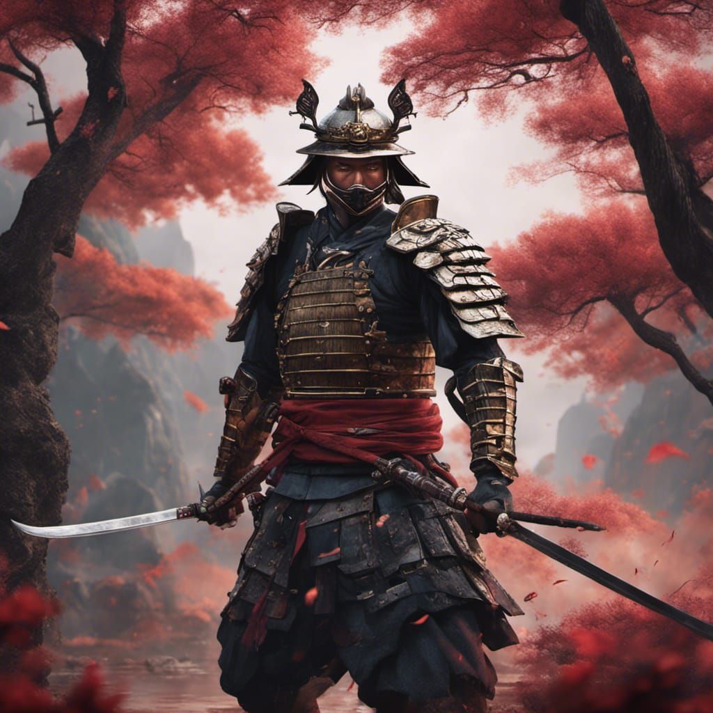 Samurai Warrior Drawing Sword: Detailed Fantasy Art