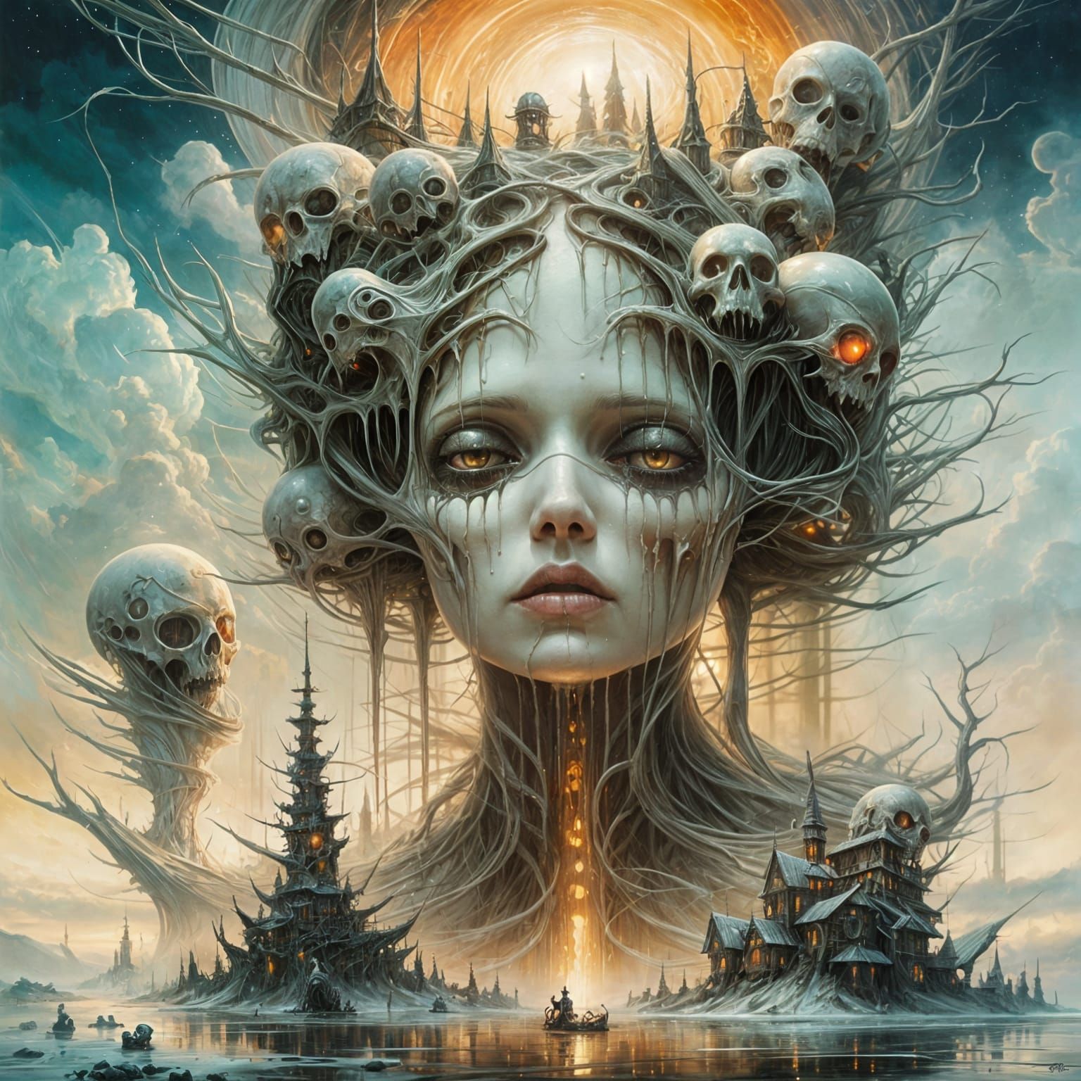 Waif Melts into Dark Chilling Nightscapes in Encaustic Horro...