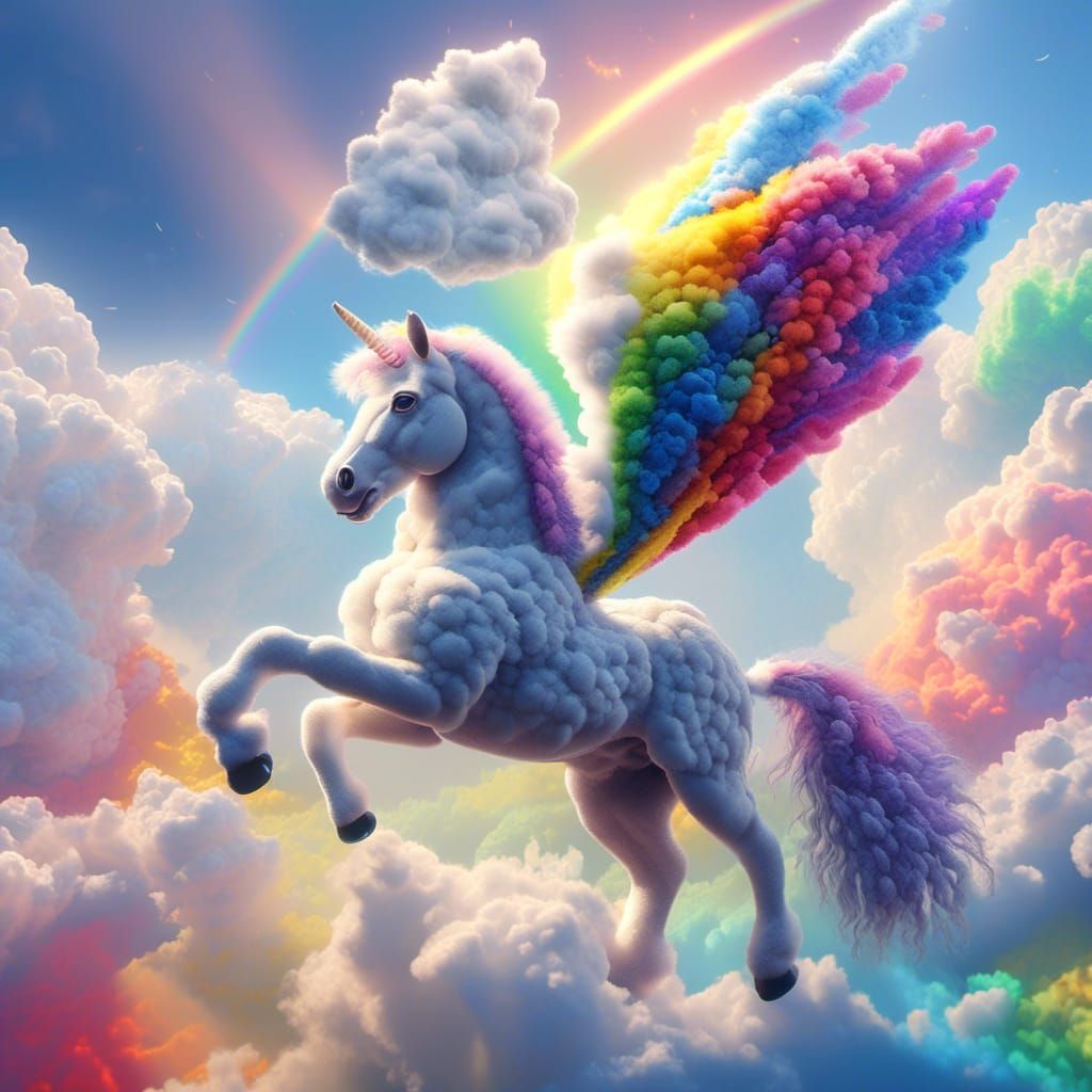 Rainbow Pegasus and Unicorn Fantasy Art