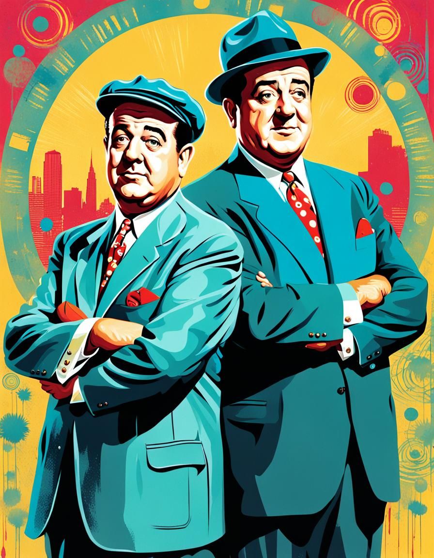 Abbott and Costello Portrait in Funk Art Style