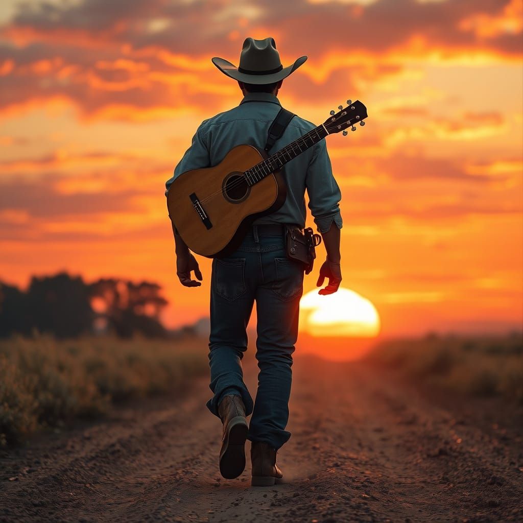 Cowboy Sunset Digital Matte Painting