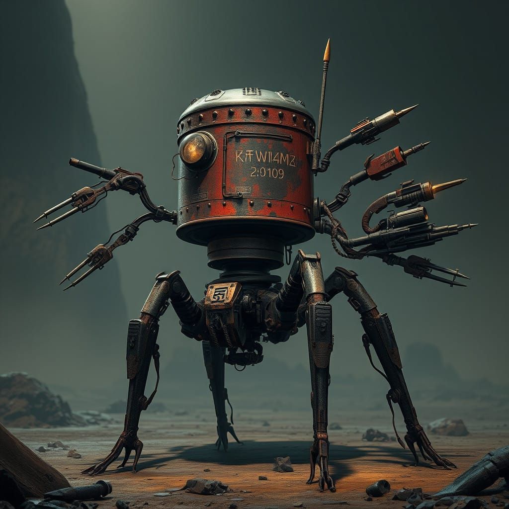 Ancient Rakatan Droid in Cyberpunk Style