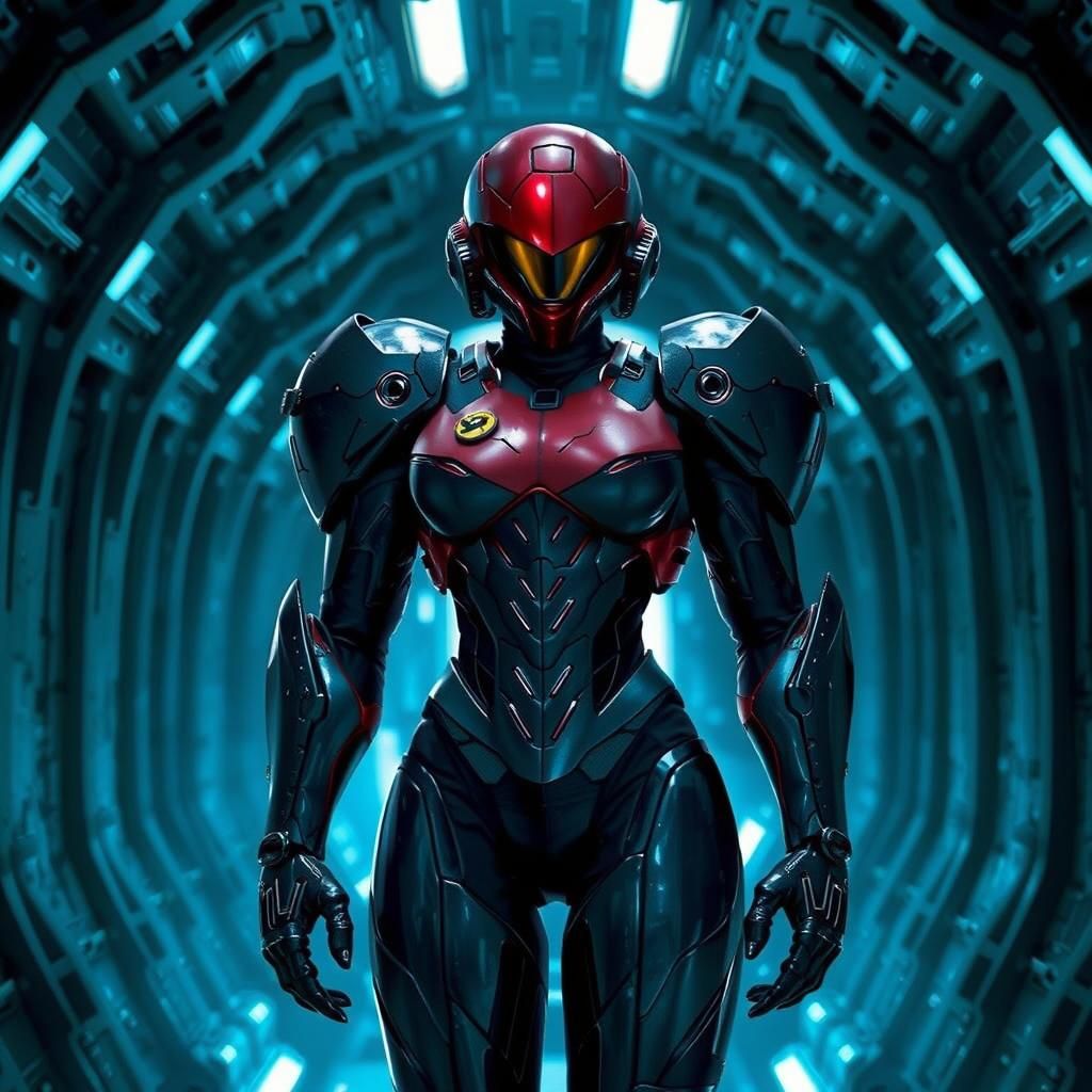 Samus Aran on Alien Catwalk: Digital Painting