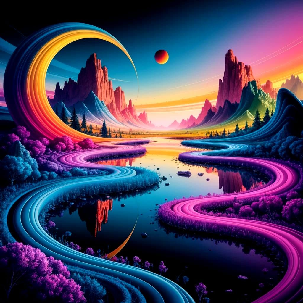 Surreal Airbrush Landscape with Flowing Forms