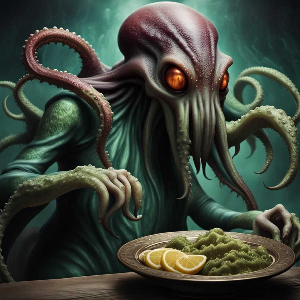 Cthulhu Devours Woman in Detailed Matte Painting