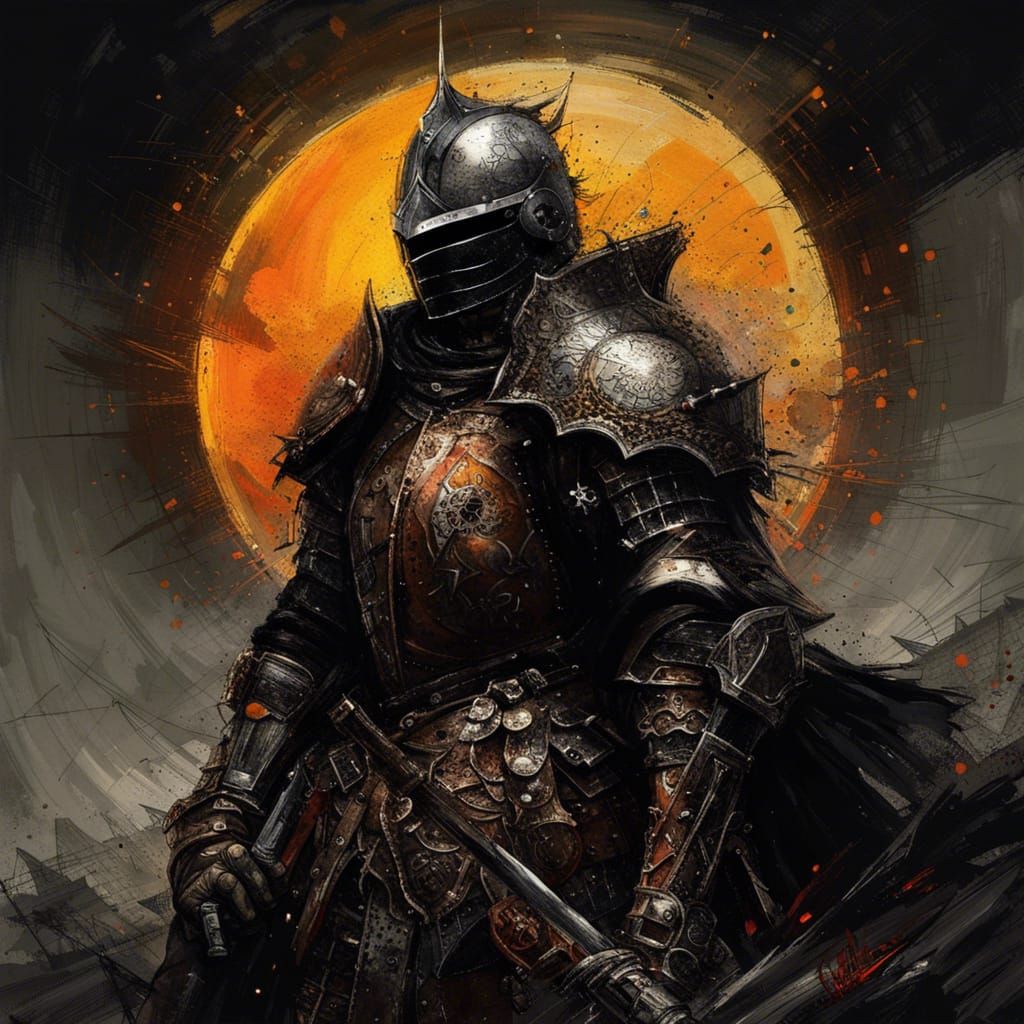 Gothic Knight Under Dark Eclipse in Dark Fantasy Style