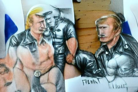 tom of finland pencil sketch trump and putin