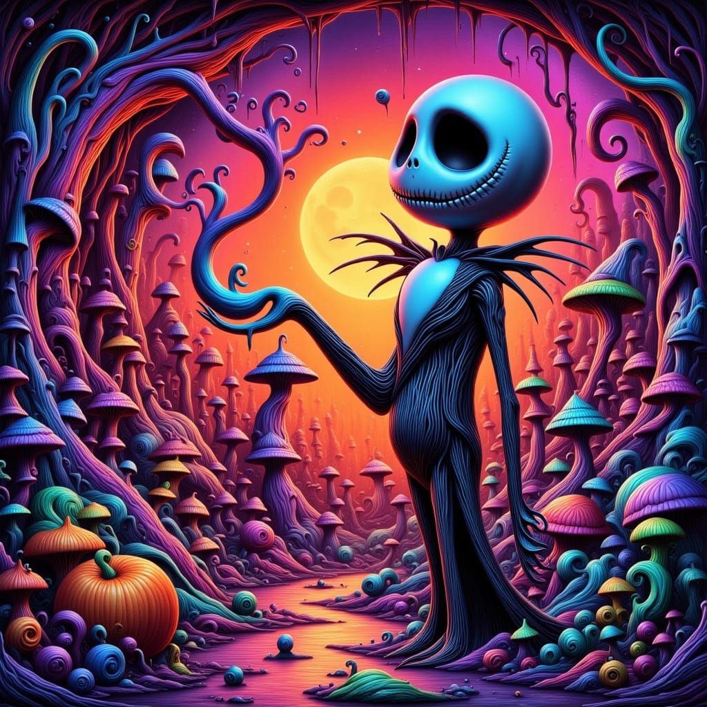 Jack Skellington in Whimsical Neon Style