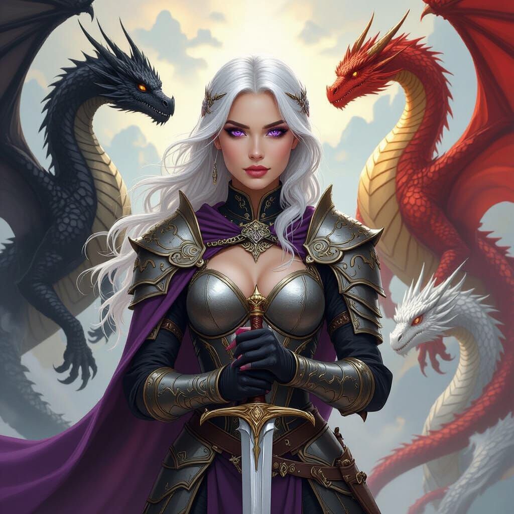 Targaryen Woman with Dragons in Dreamlike Fantasy Art