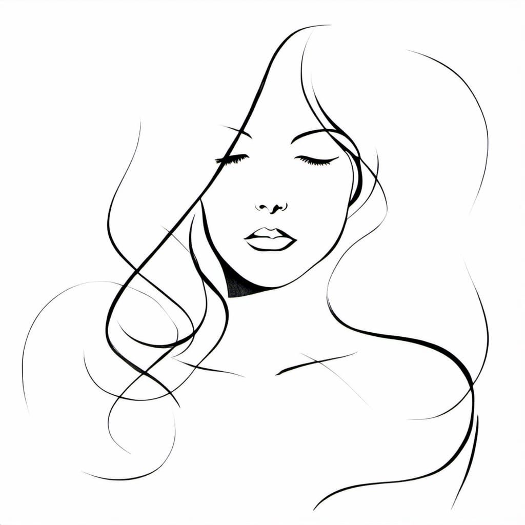 Minimalist Line Art Portrait in Pyrography Style