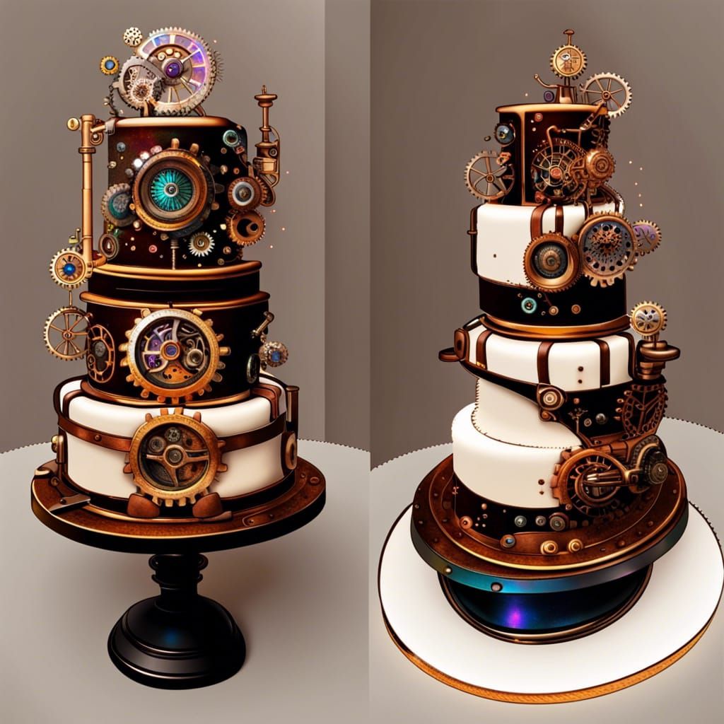 Steampunk Wedding Cake with Holographic Engine