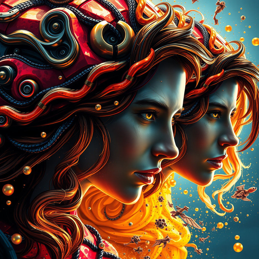 Hyperrealistic Portrait with Dramatic Lighting and Color